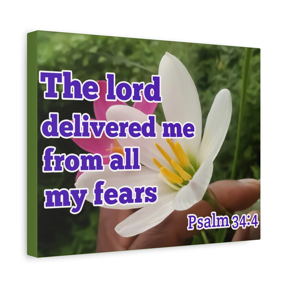 Scripture Walls The Lord Delivered Me Psalm 34:4 Bible Verse Canvas Christian